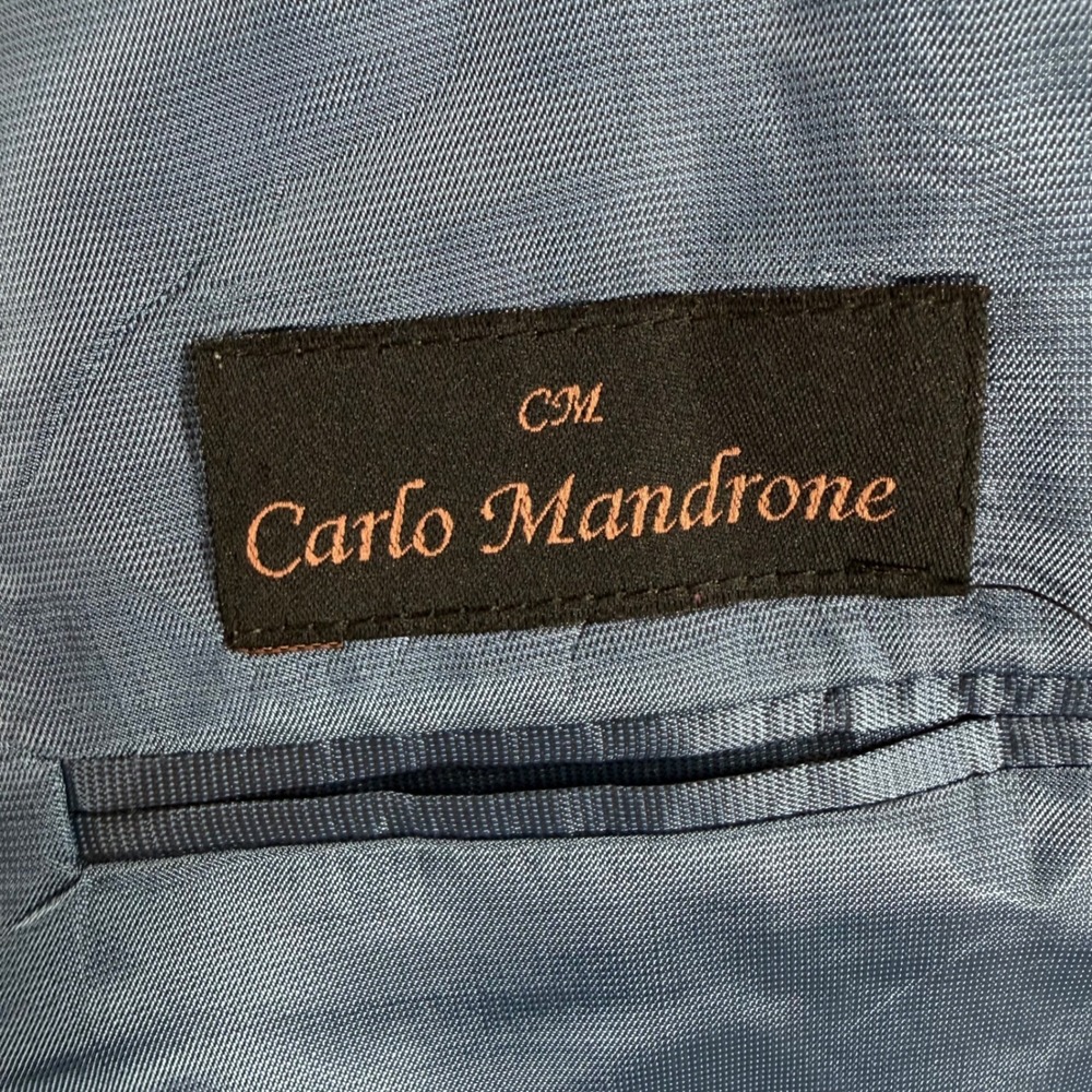 Carlo Mandrone Sport Coat 44R Brown Blue Windowpane Wool Blazer Canada 026498118 - Picture 2 of 12